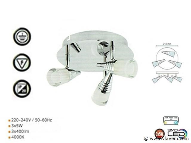 3 x led plafondlamp – 3 spots – 3 x 5w – 4000k neutraal wit – zilver – di01 - afbeelding 3 van  4