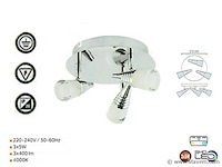 3 x led plafondlamp – 3 spots – 3 x 5w – 4000k neutraal wit – zilver – di01 - afbeelding 3 van  4
