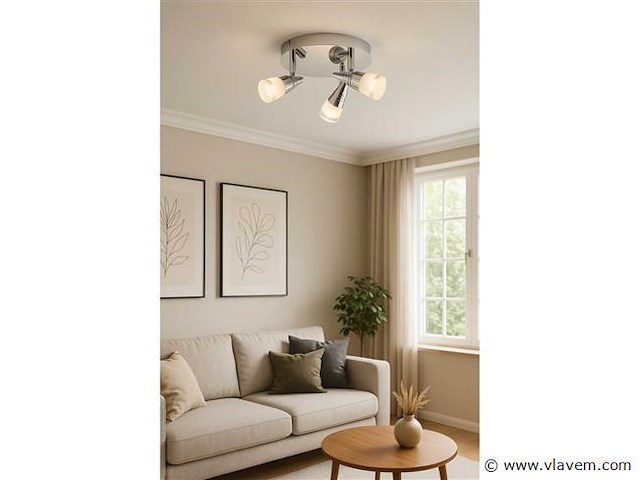 3 x led plafondlamp – 3 spots – 3 x 5w – 4000k neutraal wit – zilver – di01 - afbeelding 2 van  4