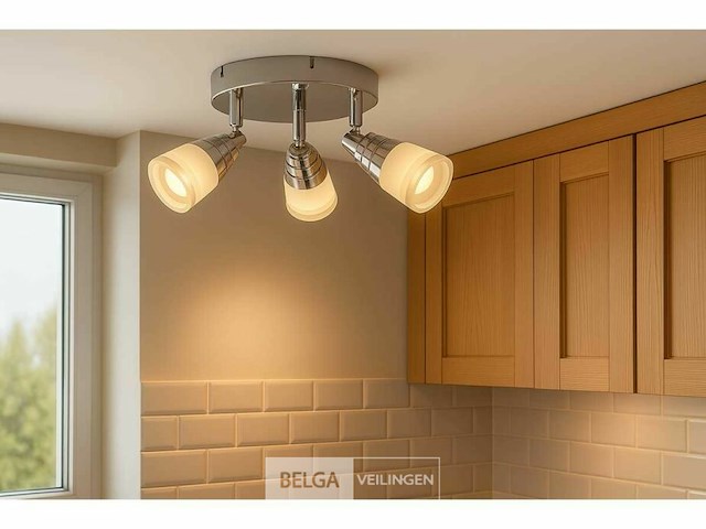 3 x led plafondlamp – 3 spots – 3 x 5w – 4000k neutraal wit – zilver – di01 - afbeelding 1 van  5