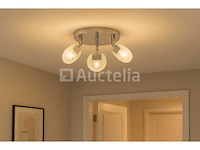 3 x led plafondlamp – 3 spots – 3 x 5w – 4000k neutraal wit – zilver – hl7160l - afbeelding 1 van  4