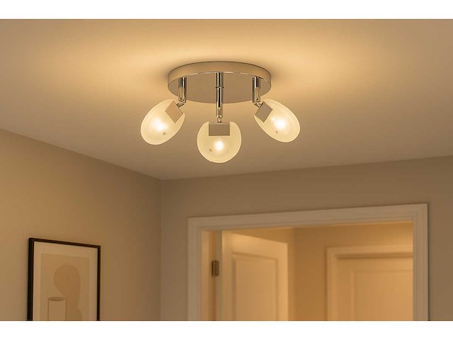 3 x led plafondlamp – 3 spots – 3 x 5w – 4000k neutraal wit – zilver – hl7160l - afbeelding 1 van  4
