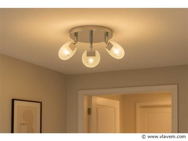 3 x led plafondlamp – 3 spots – 3 x 5w – 4000k neutraal wit – zilver – hl7160l - afbeelding 1 van  4