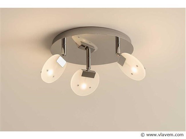 3 x led plafondlamp – 3 spots – 3 x 5w – 4000k neutraal wit – zilver – hl7160l - afbeelding 2 van  4