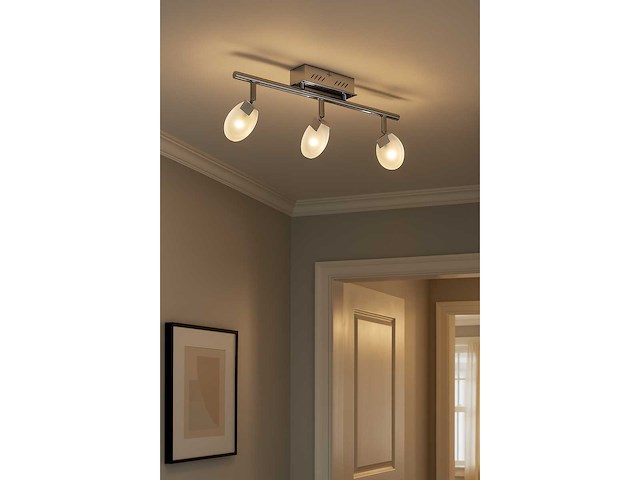 3 x led plafondlamp – 3 spots – 3 x 5w – 4000k neutraal wit – zilver – hl7163l - afbeelding 2 van  4