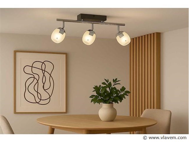 3 x led plafondlamp – 3 spots – 3 x 5w – 4000k neutraal wit – zilver – hl7163l - afbeelding 1 van  4