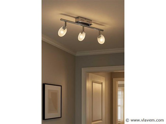 3 x led plafondlamp – 3 spots – 3 x 5w – 4000k neutraal wit – zilver – hl7163l - afbeelding 2 van  4