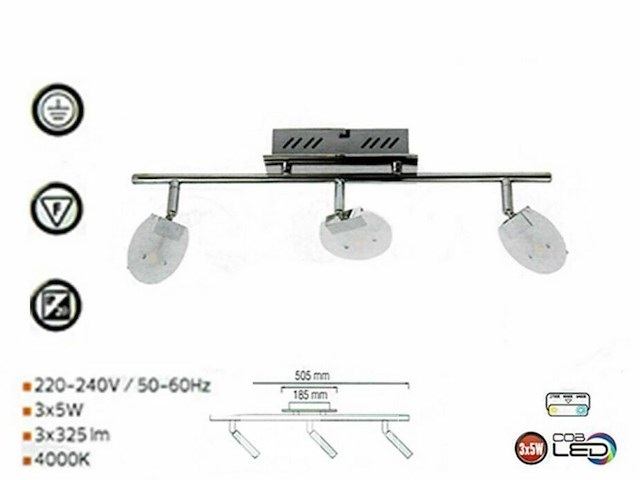 3 x led plafondlamp – 3 spots – 3 x 5w – 4000k neutraal wit – zilver – hl7163l - afbeelding 4 van  5