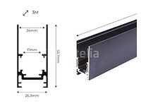 3 x magnetische rail voor opbouw – 20mm – 48v – 2 meter – zwart - afbeelding 5 van  5