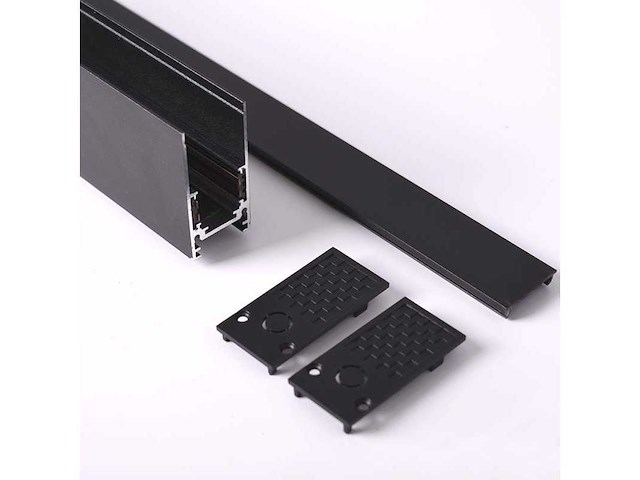 3 x magnetische rail voor opbouw – 20mm – 48v – 2 meter – zwart - afbeelding 1 van  3