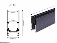 3 x magnetische rail voor opbouw – 20mm – 48v – 2 meter – zwart - afbeelding 6 van  6
