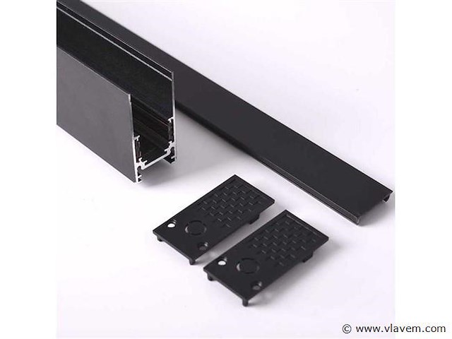 3 x magnetische rail voor opbouw – 20mm – 48v – 2 meter – zwart - afbeelding 1 van  5