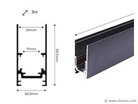 3 x magnetische rail voor opbouw – 20mm – 48v – 2 meter – zwart - afbeelding 5 van  5
