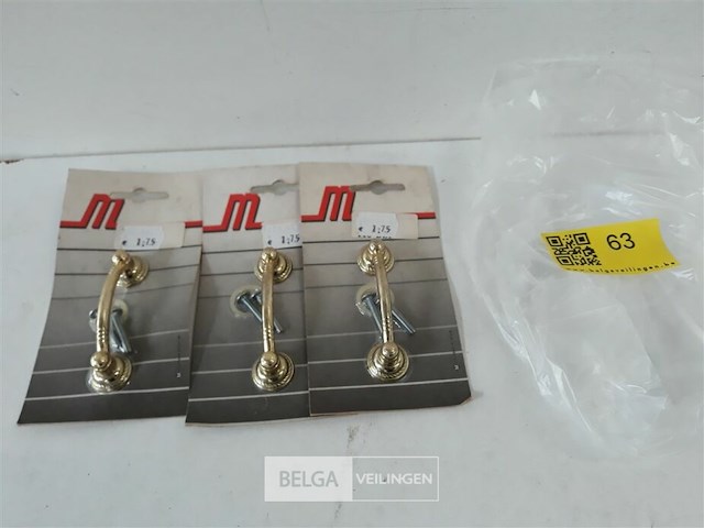 3 x meubelgreep zamak vermessingd 64 mm - afbeelding 2 van  3