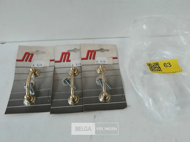 3 x meubelgreep zamak vermessingd 64 mm - afbeelding 2 van  3