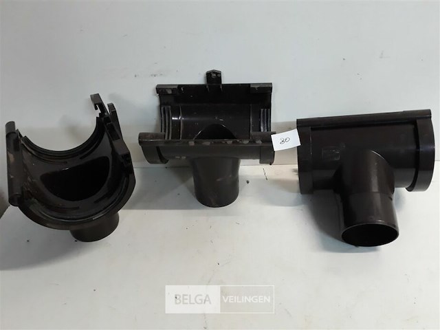 3 x middenspruitstuk 125mm bruin pvc regenafvoer - afbeelding 1 van  3