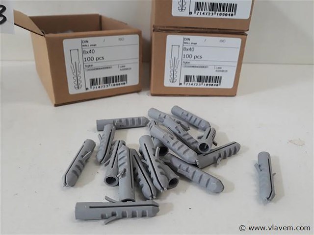 3 x muurplug nylon 8 mm 100 stuks - afbeelding 2 van  2