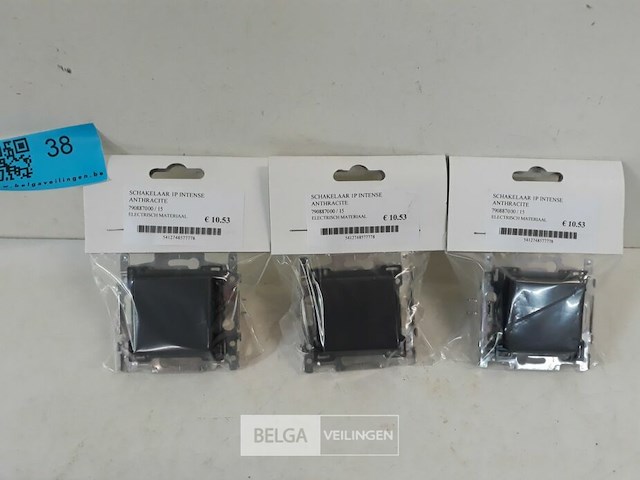 3 x niko inbouw schakelaar 1polig antraciet - afbeelding 2 van  3