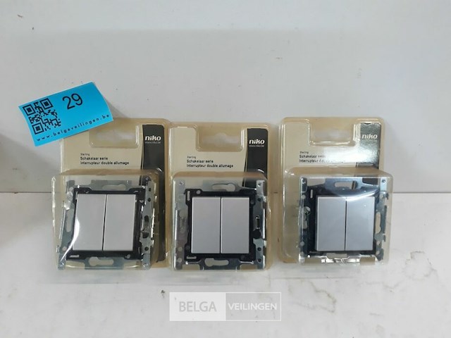 3 x niko inbouw schakelaar serie dubbel toets sterling - afbeelding 2 van  3