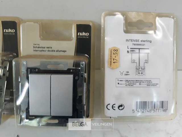3 x niko inbouw schakelaar serie dubbel toets sterling - afbeelding 3 van  3
