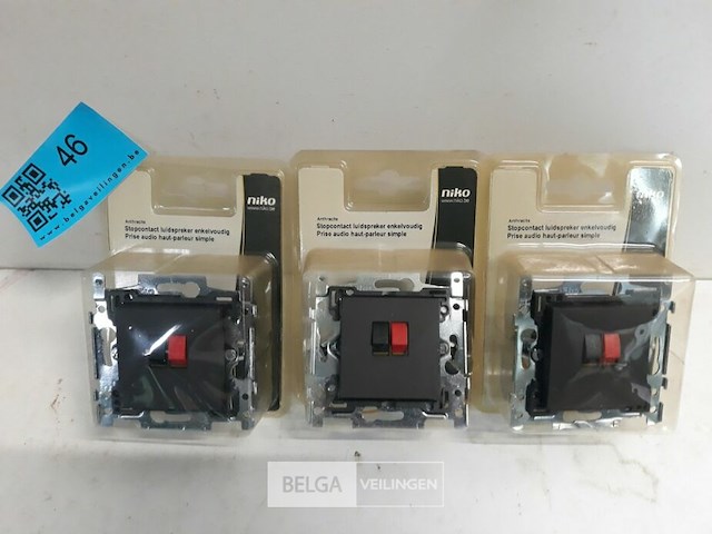 3 x niko inbouw stopcontact luidspreker antraciet - afbeelding 1 van  3