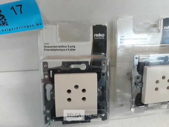 3 x niko inbouw stopcontact telefoon 5p cream - afbeelding 3 van  3