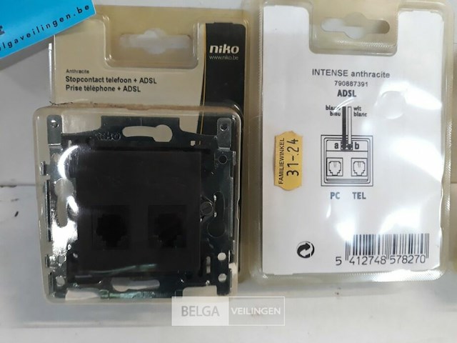 3 x niko inbouw stopcontact telefoon + adsl antraciet - afbeelding 3 van  3
