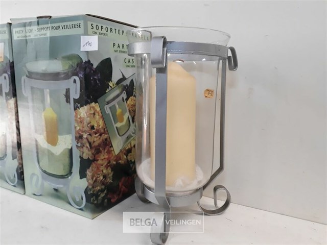 3 x party light met kaars 30 cm - afbeelding 3 van  3