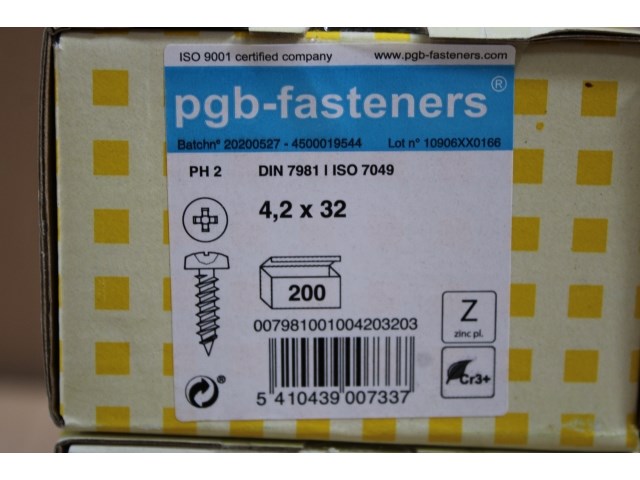 3 x pgbfast plaatschroef din 7981c-h ø4,20x32 zn/200 - afbeelding 2 van  3