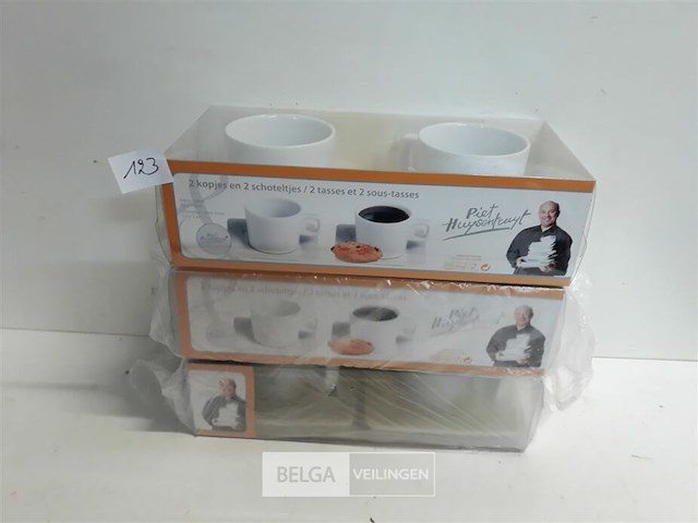 3 x piet huysentruyt koffietas 2 x tas + onderbord - afbeelding 1 van  3