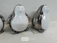3 x pinguin deco zilver wit 14 cm - afbeelding 3 van  3