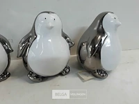 3 x pinguïn deco zilver wit 14 cm - afbeelding 3 van  3