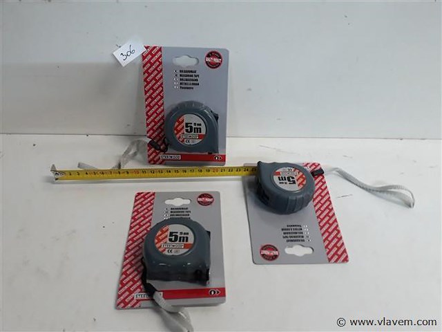 3 x rolmeter 5m met stop - afbeelding 1 van  2