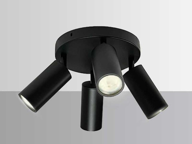 3 x ronde opbouwspot – 4 x gu10 – draaibare spots – zwart - afbeelding 1 van  6