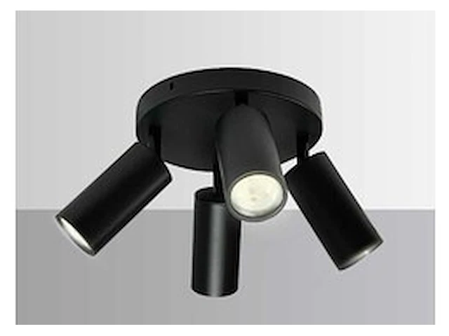 3 x ronde opbouwspot – 4 x gu10 – draaibare spots – zwart - afbeelding 1 van  7