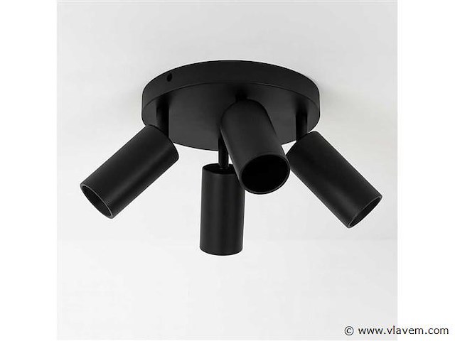 3 x ronde opbouwspot – 4 x gu10 – draaibare spots – zwart - afbeelding 5 van  5