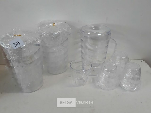 3 x schenkkan 1 l met 4 bekers - afbeelding 1 van  3