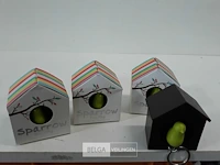 3 x sleutelhanger in vogelhuisje 1 stuks met fluitje
