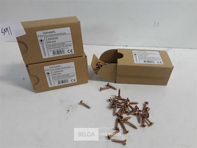 3 x spaanplaatvijs geel verzinkt 3,5x20 200 stuks - afbeelding 1 van  3