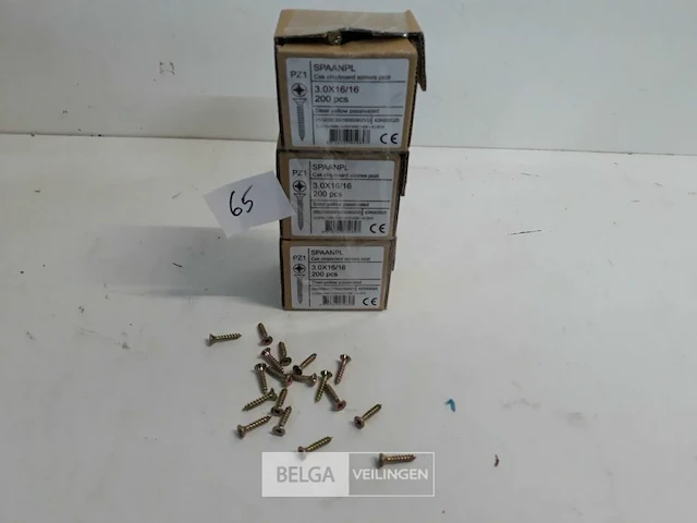 3 x spaanplaatvijs geel verzinkt 3x16 200 stuks - afbeelding 1 van  3