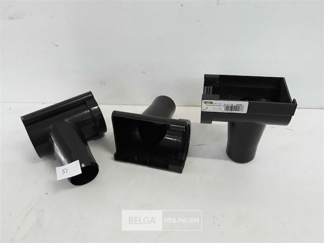 3 x spruitstuk 80mm bruin pvc regenafvoer - afbeelding 1 van  3