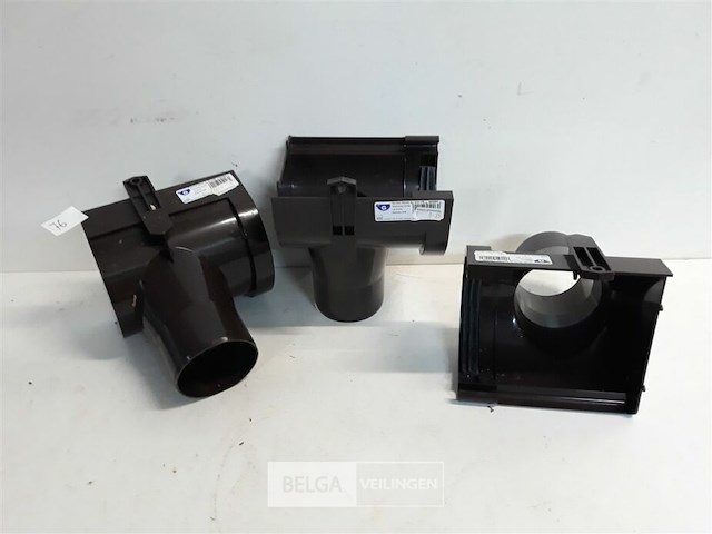 3 x spruitstuk rechts 125mm bruin pvc regenafvoer - afbeelding 2 van  3