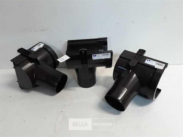 3 x spruitstuk rechts 125mm bruin pvc regenafvoer - afbeelding 2 van  3