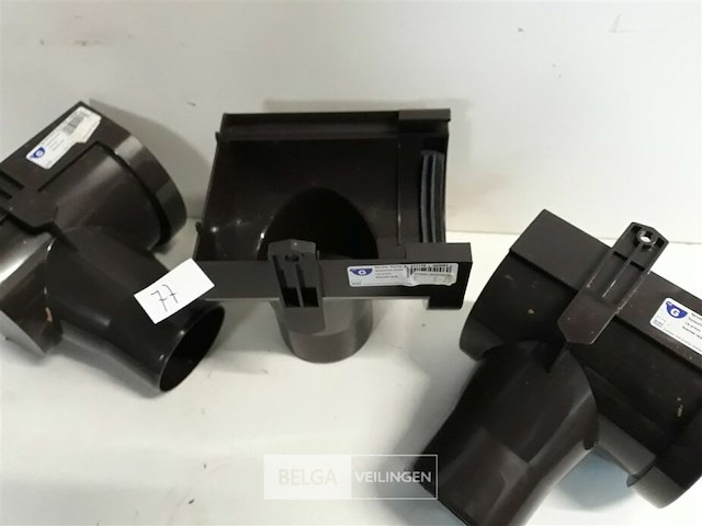 3 x spruitstuk rechts 125mm bruin pvc regenafvoer - afbeelding 3 van  3