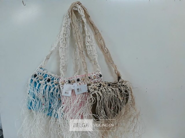 3 x strandtas met rits mix kleuren - afbeelding 1 van  3
