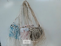 3 x strandtas met rits mix kleuren - afbeelding 1 van  3
