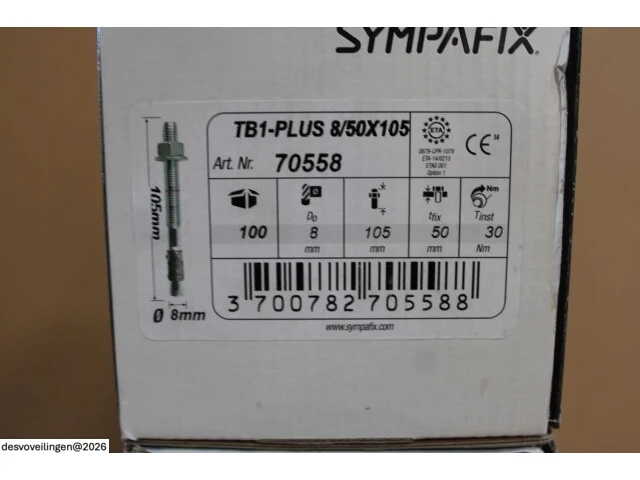 3 x sympafix doorsteekanker tb1-plus 8/50x105, verzinkt (100st) - afbeelding 3 van  4