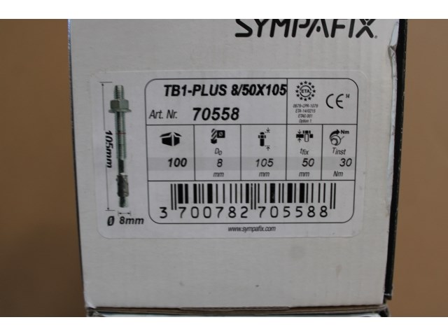 3 x sympafix doorsteekanker tb1-plus 8/50x105, verzinkt (100st) - afbeelding 2 van  3