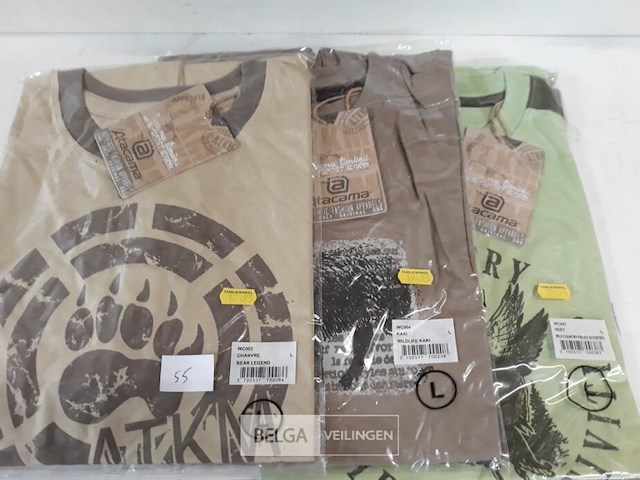 3 x t-shirt groen/beige/bruin l - afbeelding 3 van  3