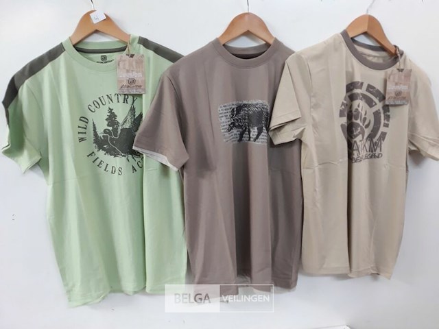 3 x t-shirt groen/beige/bruin m - afbeelding 2 van  3